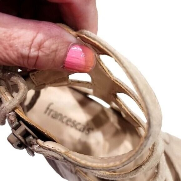 Francesca's 2" Strappy Sandal Grandcentral Tan Shoes lace up Back 6 - Picture 6 of 7